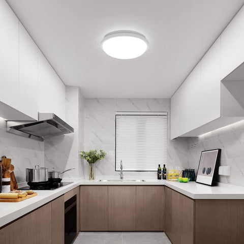 Plafonnier LED Rond, Lampe de Plafond pour Salle de Bain , IP54 Imperméable 6500K Blanc Froid, Luminaire Plafonnier Moderne pour Salle de Bain Chambre Cuisine Salon Balcon 20W Diamètre 22cm