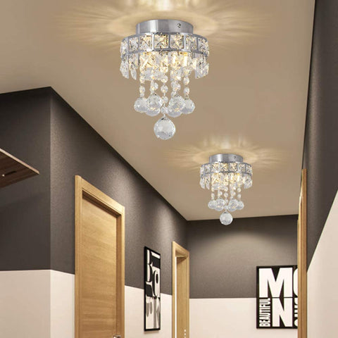 Kryształowy żyrandol, mini lampa wisząca z 3 światłami do przedpokoju, sypialni, kuchni, pokoju dziecięcego