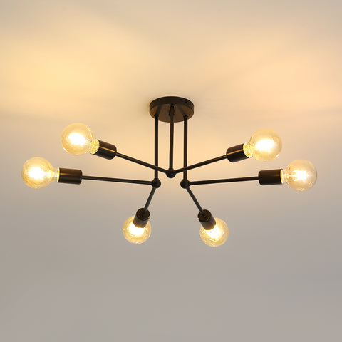 Lampe de plafond vintage LED d'intérieur en métal noir, lumières de suspension