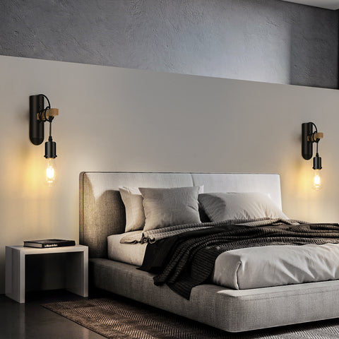 E27 Drewniane kinkiety, retro kinkiet LED, ścienna lampka nocna do sypialni, salonu, schodów, maks. 40W