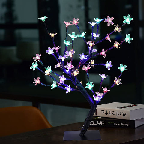 Lampa LED Wiśniowe Drzewo, 0,45M 48LED, Drzewo Świetlne LED, Czarne Gałęzie, Do Dekoracji Wnętrz (Wielokolorowe)