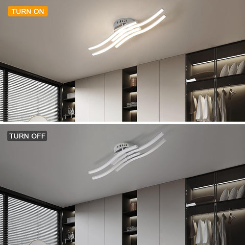 Nowoczesny design lampa sufitowa LED w kształcie fali lampa sufitowa 24W ciepła biel 3000K do salonu sypialnia jadalnia biuro