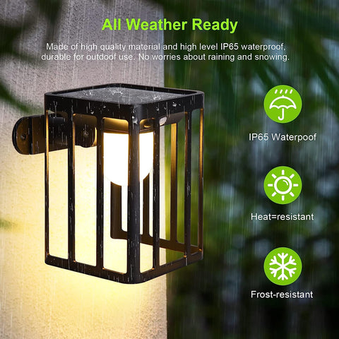 2 pièces Applique solaire Extérieur Détecteur de Mouvement Lampe murale LED Blanc Chaud 3000K Pour Cour Jardin Couloir Terrasse Proche Mur Pathway Patio Villa