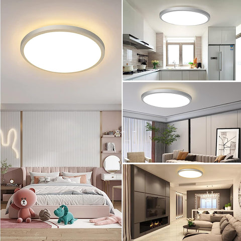 Plafonnier Led Dimmable RGB 3000K-6500K Rond plafonnier LED salle de bain étanche IP54 Pour Bain, Chambre, Salon, Cuisine ?30CM