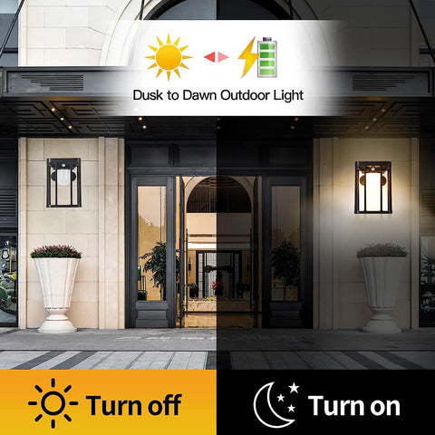 2 pièces Applique solaire Extérieur Détecteur de Mouvement Lampe murale LED Blanc Chaud 3000K Pour Cour Jardin Couloir Terrasse Proche Mur Pathway Patio Villa
