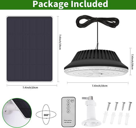 Lampes Solaires Séparés Extérieur Intérieur Etanche IP65, 4 Mode Lampe Suspendue Solaire avec Telecommande, applique solaire avec cable 5M pour Jardin, Garage, Cour, Escalier, Patio