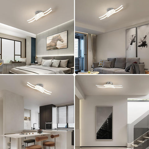 Nowoczesny design lampa sufitowa LED w kształcie fali lampa sufitowa 24W ciepła biel 3000K do salonu sypialnia jadalnia biuro