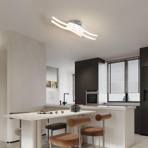 Nowoczesny design lampa sufitowa LED w kształcie fali lampa sufitowa 24W ciepła biel 3000K do salonu sypialnia jadalnia biuro