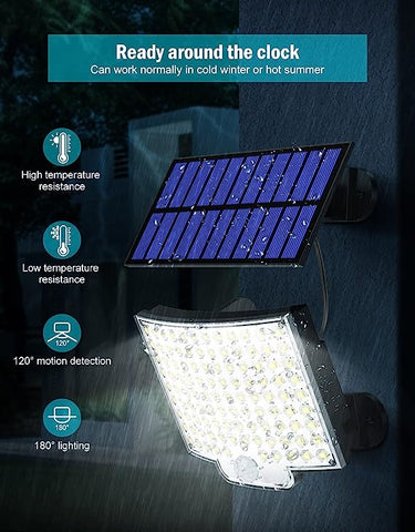 Applique solaire Extérieur Détecteur de Mouvement Lampe murale LED Pour Cour Jardin Couloir Terrasse Proche Mur Pathway Patio Villa