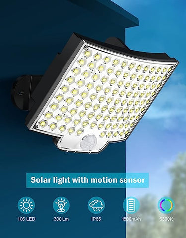 Applique solaire Extérieur Détecteur de Mouvement Lampe murale LED Pour Cour Jardin Couloir Terrasse Proche Mur Pathway Patio Villa