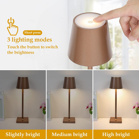 Lampe à poser Portable rechargeable USB Moderne Lampe de chevet Dimmable Contr?le tactile de la luminosité Pour salle à manger Chambre à coucher Camping Balcon Extérieur Marron