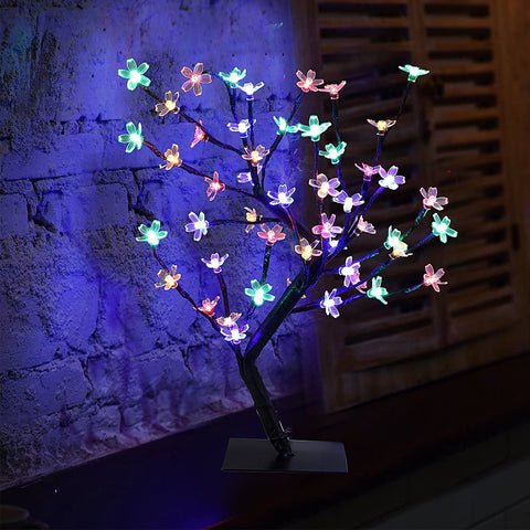 Lampa LED Wiśniowe Drzewo, 0,45M 48LED, Drzewo Świetlne LED, Czarne Gałęzie, Do Dekoracji Wnętrz (Wielokolorowe)