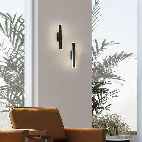 Moderne dimbare LED-wandlamp lijnvorm wandlamp 3000K/4000K/6000K voor slaapkamer, woonkamer, hal, entree zwart