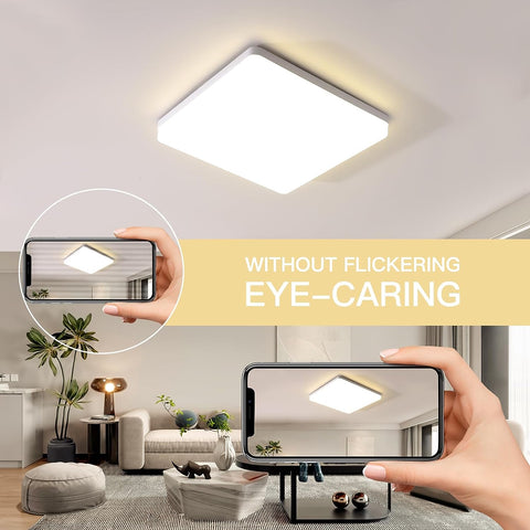 Plafonnier LED Carré, Lampe de Plafond LED, IP44 Plafonnier LED