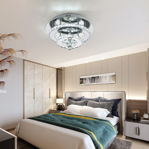 Lustres en Cristal, 36W Moderne LED Plafonnier Cristal, Plafonnier Luminaire Lampe de Plafond en Cristal pour Salon Salle à Manger Salle De Bains Chambre Cuisine Couloir