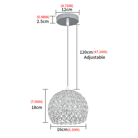 Lustre en Cristal Moderne Lustre Moderne Suspension E27 Chromé Suspension Luminaire Avec 120CM Câble Réglable Convient pour Cuisine, Chambre, Bureau, Salon (Ampoule Non incluse)