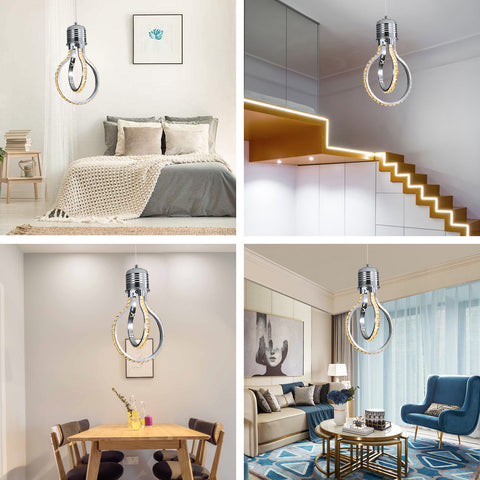 Nowoczesny żyrandol, kryształowa lampa sufitowa LED 21w 3000k, aluminiowa lampa wisząca do sypialni, kuchni, jadalni, baru, korytarza, sali wystawowej, z regulacją wysokości