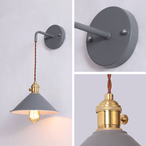 Style nordique Chambre À Coucher Plug-in Dimmable Applique Macaron Bougie Simple Européenne Creative Escalier Allée Avec Interrupteur Applique Murale  Gris (Ampoule non incluse)