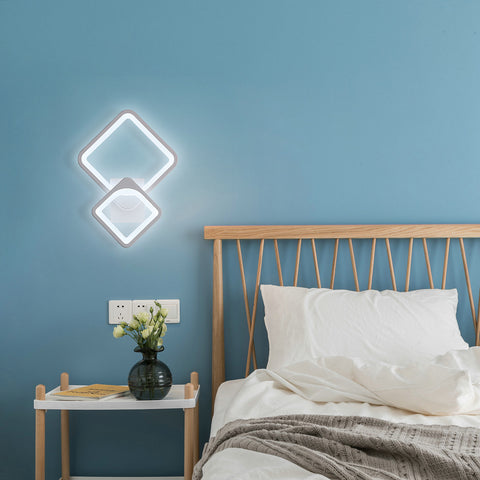 Applique Murale Intérieure 32w, Lampe Murale LED Blanc, Carré Rotatif , pour Escaliers Intérieurs Salon Chambre