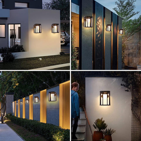 2 pièces Applique solaire Extérieur Détecteur de Mouvement Lampe murale LED Blanc Chaud 3000K Pour Cour Jardin Couloir Terrasse Proche Mur Pathway Patio Villa