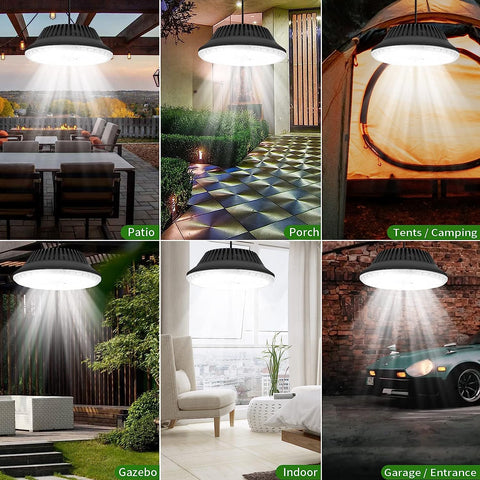 Lampes Solaires Séparés Extérieur Intérieur Etanche IP65, 4 Mode Lampe Suspendue Solaire avec Telecommande, applique solaire avec cable 5M pour Jardin, Garage, Cour, Escalier, Patio
