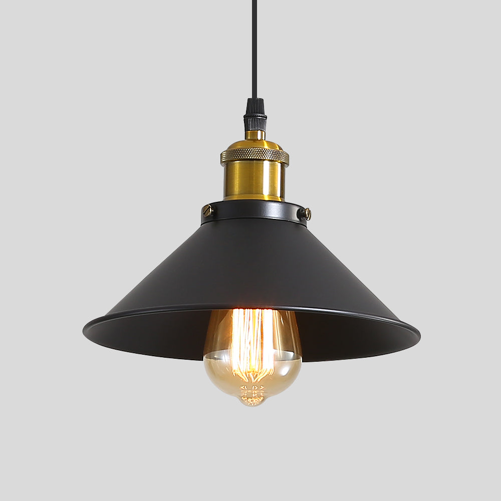 Suspension Luminaire Industrielle Lustre Plafonnier Noir, Φ22 cm pour ampoules E27 Lustre