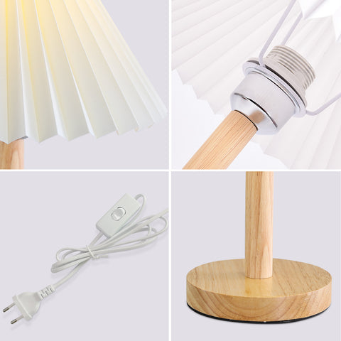 Lampe de bureau, Lampe de table plissée en bois E27, Mini lumière d'ambiance créative pour chambre à coucher