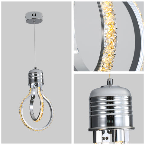 Nowoczesny żyrandol, kryształowa lampa sufitowa LED 21w 3000k, aluminiowa lampa wisząca do sypialni, kuchni, jadalni, baru, korytarza, sali wystawowej, z regulacją wysokości