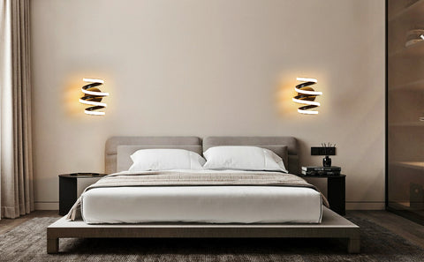 Led-wandlamp 21W Zwart Spiraal Eenvoudig Modern Creativiteit Aluminium Metaal Wandlamp 3000K Binnenwandlamp Geschikt voor slaapkamer, gang, woonkamer, bar