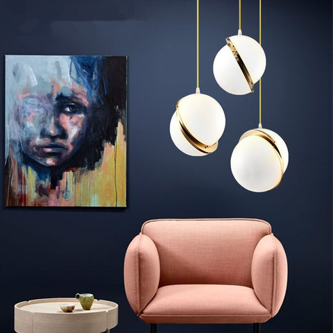 Suspension Moderne Sphérique Lustre E27 Base Pour salon chambre à coucher salle à manger bureau Bar Café Blanc Diamètre 15cm