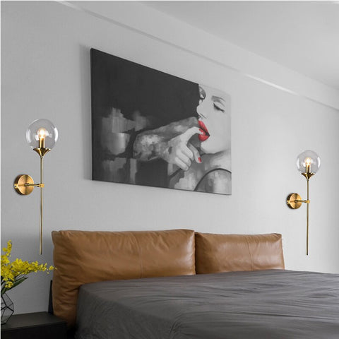 Nordycki współczesny szklany kinkiet E14 złoty LED ściana tła światło do kuchni łazienka oświetlenie wewnętrzne oprawa Home Decor (dymiony szary)