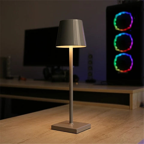 Lampe à poser Portable rechargeable Moderne Lampe de chevet Blanc Chaud 3000K Pour salle à manger Chambre à coucher Camping Balcon Extérieur Gris