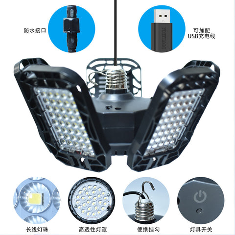 150W LED-garageverlichting 228 LED's, buitenlamp op zonne-energie IP65 waterdicht, 5+1 koppen buitenlamp op zonne-energie met afstandsbediening, met 5m kabel, voor magazijn, werkplaats, kelder