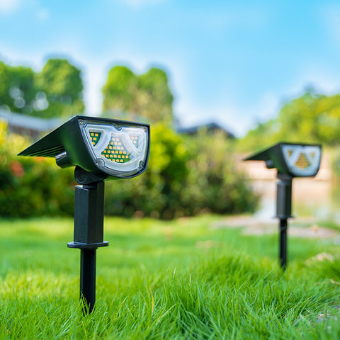 Tuinlamp op zonne-energie met bewegingssensor, zonne-verlichting voor buiten, IP65 waterdichte buitenwandlamp, 43LED superhelder zonnelicht 650lm, verpakking van 2