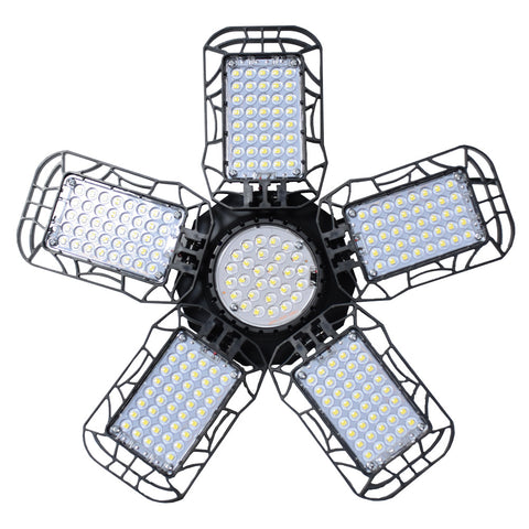 150W LED-garageverlichting 228 LED's, buitenlamp op zonne-energie IP65 waterdicht, 5+1 koppen buitenlamp op zonne-energie met afstandsbediening, met 5m kabel, voor magazijn, werkplaats, kelder