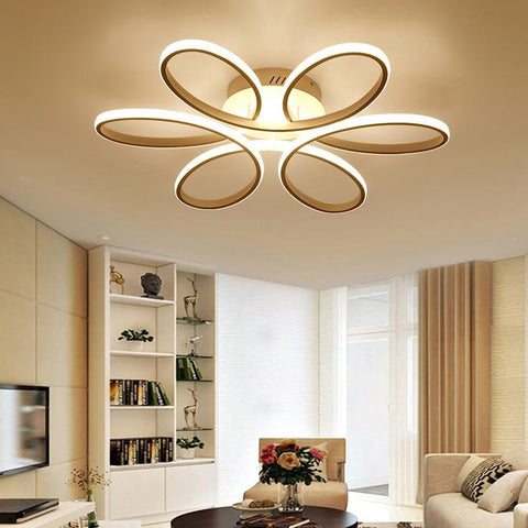 Luz de techo LED Diseño moderno Lámpara de techo con forma de flor creativa para sala de estar Dormitorio Comedor Oficina Luz blanca cálida 3000K