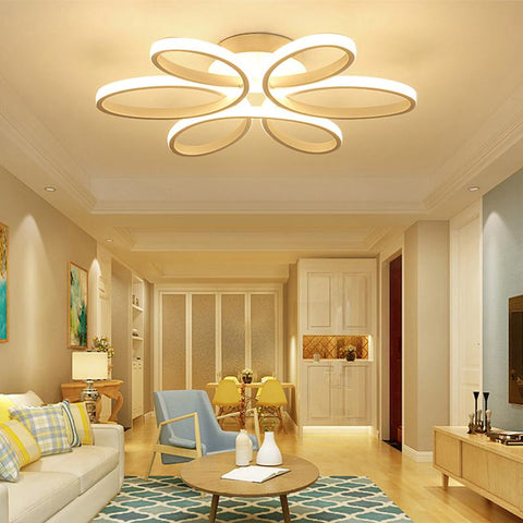 Luz de techo LED Diseño moderno Lámpara de techo con forma de flor creativa para sala de estar Dormitorio Comedor Oficina Luz blanca cálida 3000K