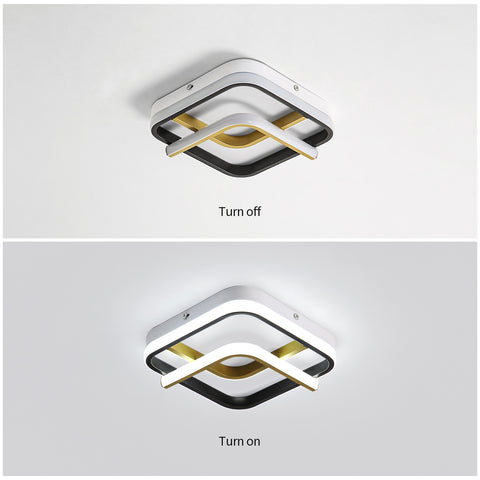Moderne LED-plafondlamp 23W vierkante plafondlamp 6000K (koel wit licht), acryl plafondlamp geschikt voor badkamer, keuken, woonkamer, slaapkamer (zwart goud)