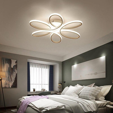 Luz de techo LED Diseño moderno Lámpara de techo con forma de flor creativa para sala de estar Dormitorio Comedor Oficina Luz blanca cálida 3000K